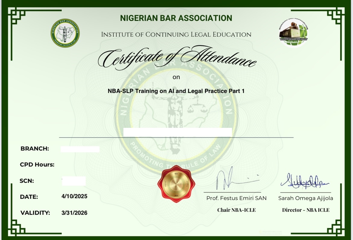NBA ICLE certificate